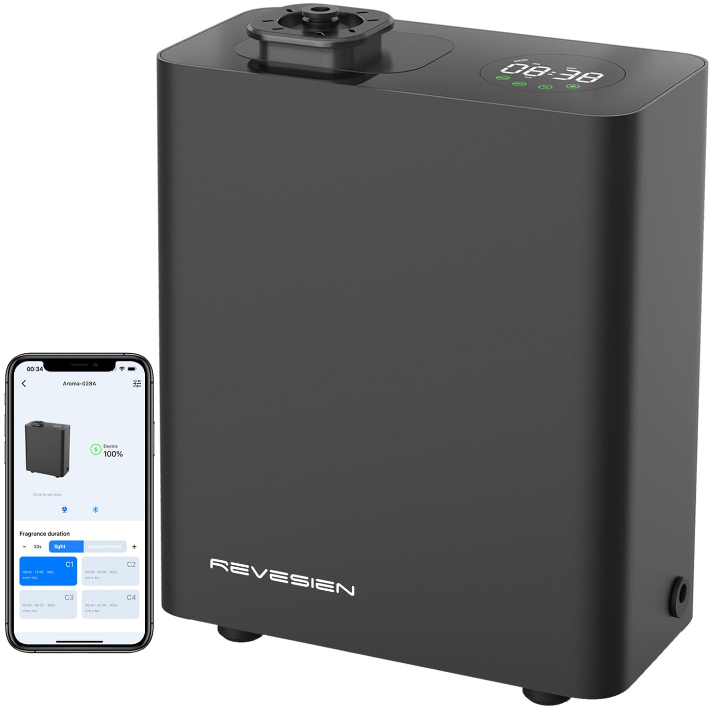 Revesien HVAC Scent Diffuser | 3,000 sq ft | Cold Air Technology | Bluetooth | Black