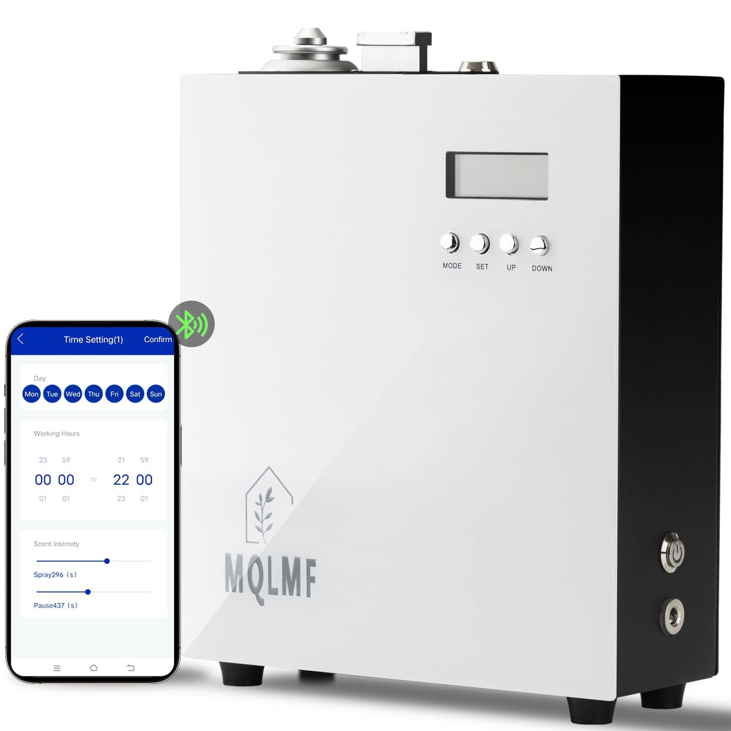 MQLMF HVAC Scent Diffuser | 3,000 sq ft | Wi-Fi & Bluetooth | Ultra-Quiet Full Metal | Arctic White