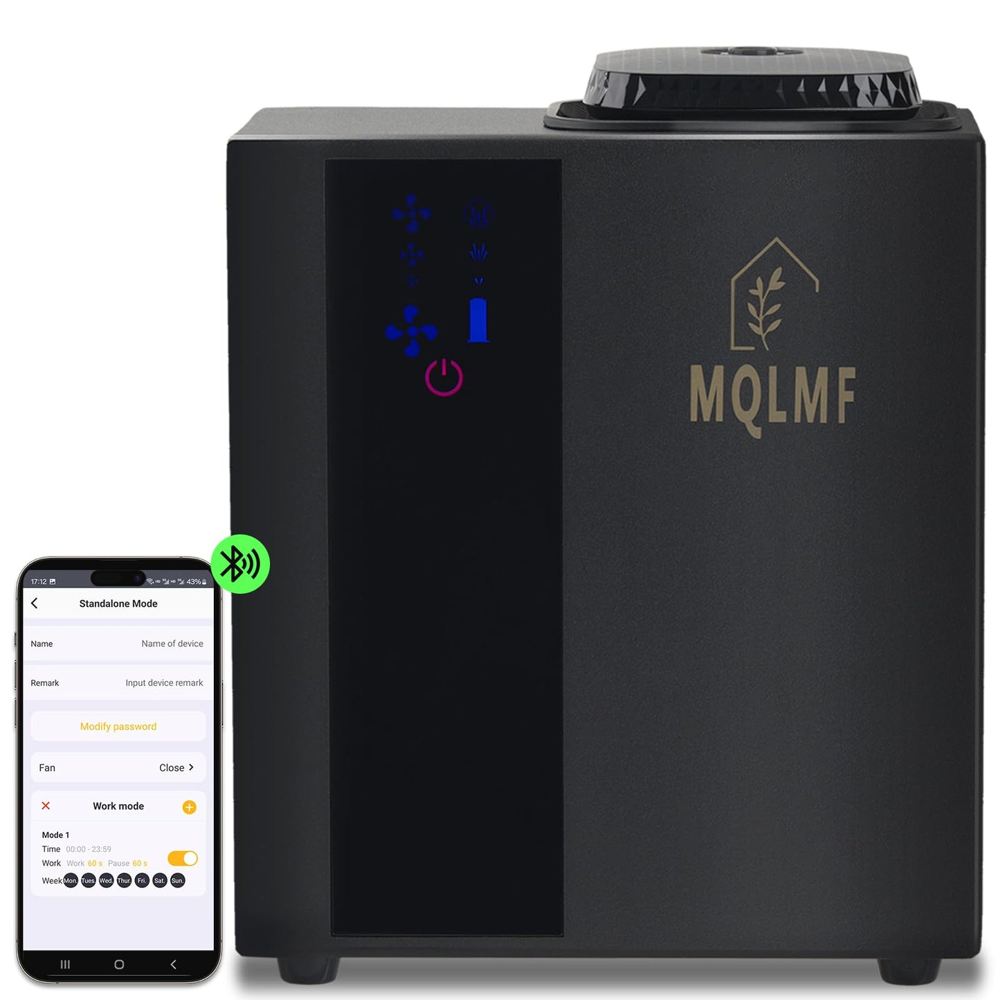 MQLMF HVAC Scent Diffuser Whole House - 3500 Sq FtUltra QuietFull Metal StructureWI-FI & Bluetooth AppHotel Collection Diffuser MachineScent Air Machine for HomeHVAC Diffuser - Lava Black