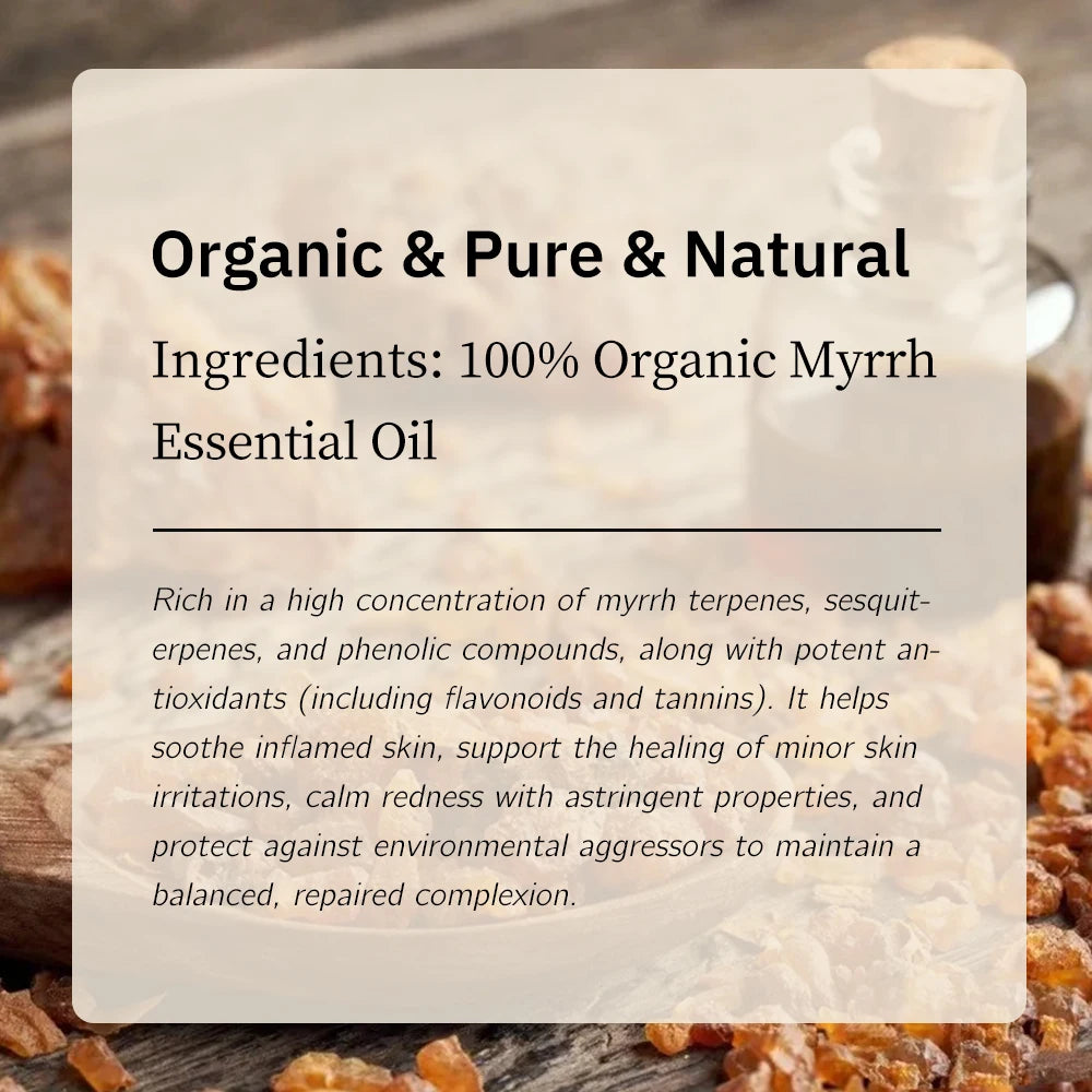 Pure Myrrh Essential Oil – 100% Steam Distilled, Aromatherapy Grade